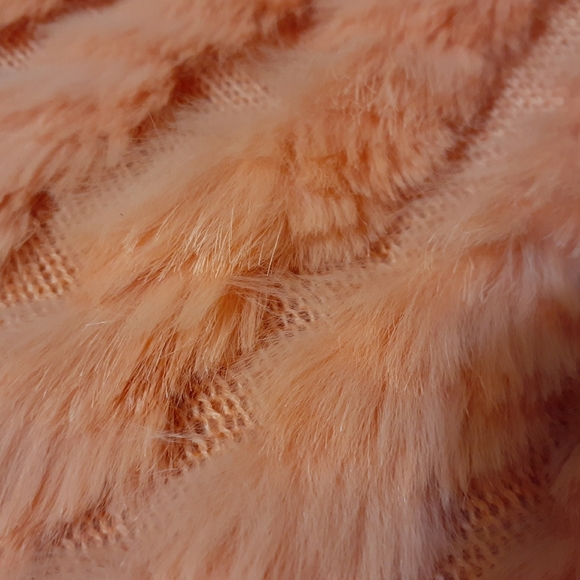 Black Rivet Orange Rabbit Fur Shawl - Picture 4 of 8